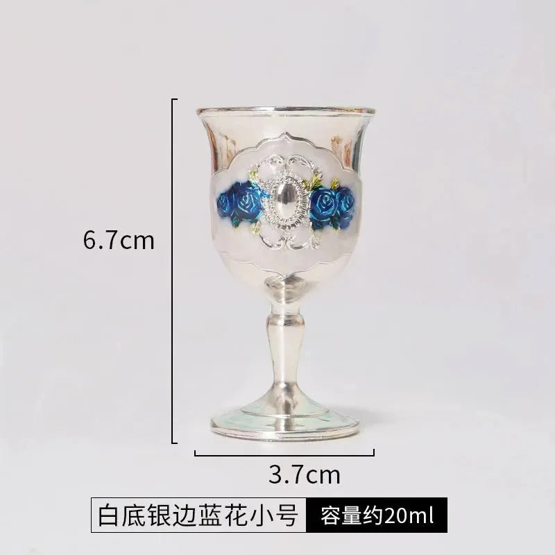 European Gemstone Rose Metal High Footed Wine Cup Wedding Toast Cup Household Wine Glass Holiday Gift